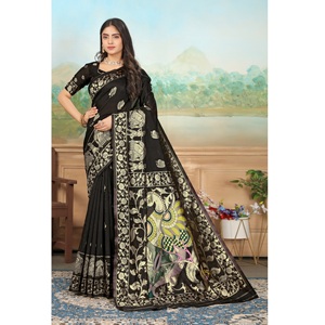 Sari en soie Banarasi de haute qualité, tenue de soirée, sari traditionnel indien avec tissage Zari pour femmes, prix d'exportation - Product Image 1