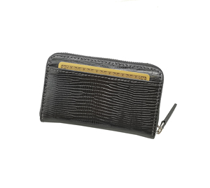 Hot Pick Castello Luxury Lizard Print Italian Leather Accordion Card <b>Case</b> Holder Zipper Closure <b>Coin</b> Wallet Black Low MOQ - Product Image 3