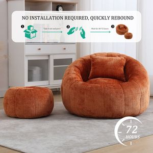 UNITED WE WIN Poltrona Sacco Moderna, Pouf Rotondo Confortevole per Adulti, Sedia Singola per Lettura e Relax con Cuscino - Product Image 6