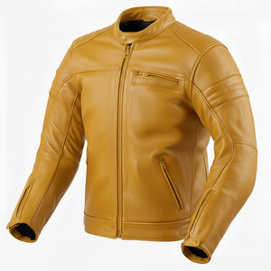 Veste en cuir véritable pour homme, style vintage, imperméable, design Letterman, poche poitrine, couleur noire - Product Image 2