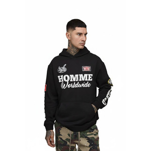 Sweat à capuche de luxe pour homme, personnalisé avec motif en relief, 100 % coton molletonné, coupe classique, taille XL, vêtement d'hiver coupe-vent et respirant, uni - Product Image 1