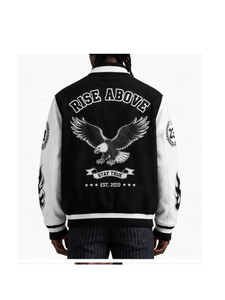 OEM Men's Vintage Varsity <b>Jacket</b> Custom 3D Embroidered <b>Winter</b> Woolen Nonwoven Stand Collar Windproof Breathable Eco-Friendly - Product Image 2