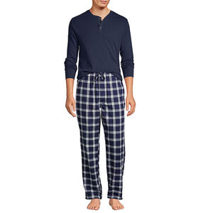 Wholesale 100% Cotton <b>Flannel</b> Long Sleeve Casual <b>Pajama</b> Pants <b>Men's</b> Plaid Heat-Transfer Printed Homewear Trousers Elastic Waist - Product Image 6