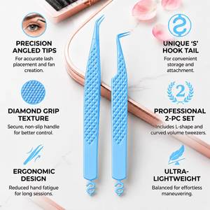 Pinzas Quirúrgicas Morje de Acero Inoxidable Azul de 10 mm con Punta Suave, Herramientas de Precisión para Aplicación de Pestañas - Product Image 6
