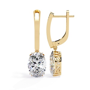 ต่างหูห่วงทรงวงรีเพชรเม็ดเดี่ยว 1 กะรัต ขายดีที่สุด ต่างหูแฟชั่นทองคำแท้ 14K สำหรับผู้หญิง เครื่องประดับเพชร IGI Lab Grown - Product Image 1