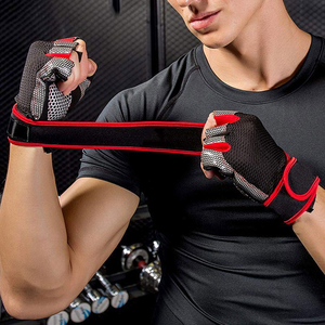 Half Finger Gym <b>Gloves</b> Mesh Palm Breathable Adjustable Wrist Strap Unisex Fitness Training - Product Image 3