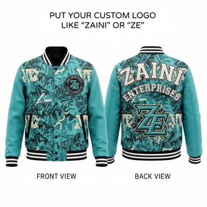 Mens Varsity <b>Jacket</b> 320 GSM Premium Woolen Polyester Fleece Windproof Contrast Panel Custom Sublimation Chenille <b>Patch</b> - Product Image 1