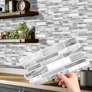 Carta da parati a forma irregolare 24 pezzi con motivo in marmo grigio moderno - Product Image 3