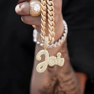 High Quality VVS Moissanite Diamond 925 <b>Silver</b> Hip Hop Iced Out Customized Jai <b>Initial</b> Name Letter Pendant At Affordable Price - Product Image 1
