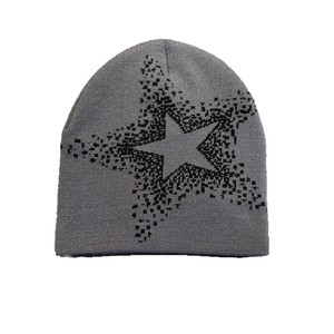 Bonnet en tricot 100% acrylique respirant et imperméable à motif jacquard étoilé, chaud, unisexe, pour l'hiver et l'automne, idéal pour les activités de plein air, le ski, style Y2K, protection contre le froid - Product Image 6