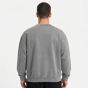 <b>Men's</b> <b>Grey</b> Embossed Lettering Crewneck <b>Sweatshirt</b> Oversized Casual Streetwear Pullover Long Sleeve Custom <b>Sweatshirt</b> - Product Image 2
