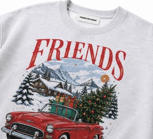 Sudadera Unisex con Cuello Redondo de Friends MFG Group, Estampado Navideño de Auto Rojo, Corte Regular, Informal de Invierno, Diseño Personalizado - Product Image 2