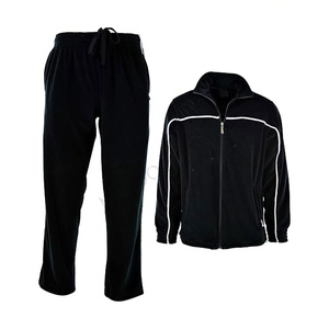 Ensemble de survêtement unisexe noir, couleur unie, col rabattu, vêtements décontractés, taille adulte, coupe régulière, automne - Product Image 1