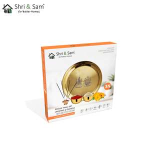 ชุด Pooja Thali สแตนเลสพร้อมทอง PVD laxmi และ ganesh สำหรับตกแต่งงานปาร์ตี้ - Product Image 2