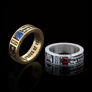 Bague d'École BOJ 036 Personnalisée en Argent et Diamant, Bague de Diplôme Universitaire Unisexe, Cadeau pour Fêtes et Occasions Spéciales, Prix Bas - Product Image 1