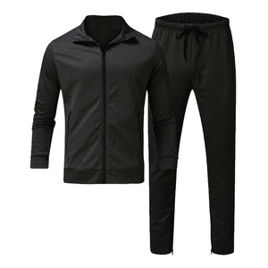 Ensemble de survêtement pour homme, couleur unie, longueur intégrale, respirant, style décontracté avec poches latérales, vêtements d'automne, coupe régulière - Product Image 1