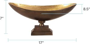 Bol en aluminium moulé avec pieds dorés pour centre de table, bol décoratif en bronze avec pieds et lueur dorée à l'intérieur - Product Image 5