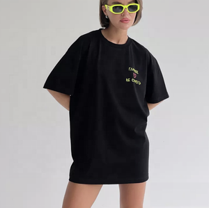 เสื้อยืดโอเวอร์ไซส์ผ้าฝ้ายพิมพ์โลโก้ตามสั่งสำหรับผู้หญิง ระบายอากาศได้ดี ผ้าถักหนา ทรงหลวม ไหล่ตก สไตล์สตรีทแวร์ - Product Image 5