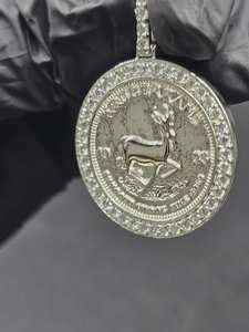 จี้เหรียญครูเกอร์แรนด์แอฟริกาใต้แบบกำหนดเอง จี้เพชรโมอิสซาไนต์ VVS เครื่องประดับฮิปฮอป จี้แร็ปเปอร์แบบเต็มตัว จี้เงินแท้ 925 - Product Image 6