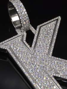 Pendentif lettre initiale K personnalisé, diamant de laboratoire VVS, dos massif en argent 925, breloque alphabet bloc entièrement sertie, bijoux hip-hop - Product Image 6