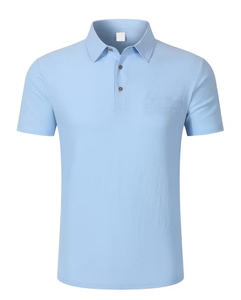 Men's Light Blue Solid Color Short Sleeve Pique for Shirt Regular Fit Casual Breathable Digital Printed Jersey Fabric - Product Image 2