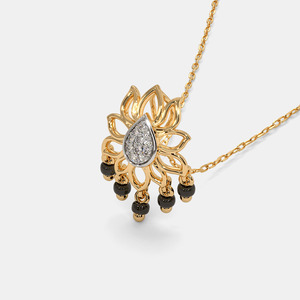 Collar con Colgante de Diamante Cultivado en Laboratorio en Forma de Lágrima de Loto en Oro Amarillo - Product Image 3
