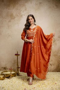Conjunto de Pantalón y Kurta Anarkali Bordado de Lujo para Mujer, Traje Étnico de Diseñador para Fiestas, con Dupatta - Product Image 5