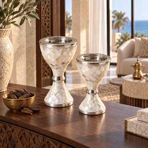 Ensemble de brûleurs à bakhoor en acier inoxydable martelé |   Porte-encens Oud Arabe avec plateau de service et pinces, décoration islamique pour la maison et le Majlis - Product Image 3
