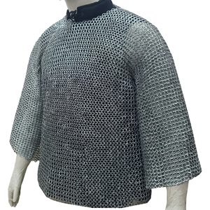 เสื้อเกราะเหล็กยุคกลาง แบบวงแหวนต่อกัน ทำจากเหล็กอ่อน ชุดเกราะไวกิ้ง อัศวิน ฮอบเบิร์ก สำหรับการแสดงบทบาทสมมติ ทำด้วยมือ ชุดคลุมโลหะสำหรับฮาโลวีน - Product Image 3