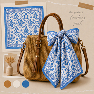 Pañuelo Cuadrado de Algodón con Diseño Floral Azul y Blanco Craftjaipur, Transpirable, Informal, para Primavera/Verano, con Patrón Floral, Ecológico - Product Image 2