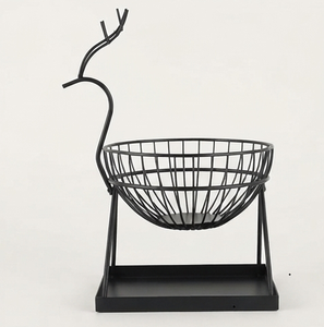 Cesta de Almacenamiento de Frutas de Alambre Metálico con Forma de Animal, Recubierta de Negro, para Decoración del Hogar y la Cocina - Product Image 2