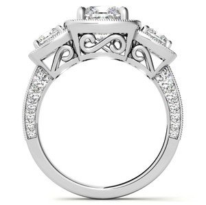 Bague en Moissanite Taille Coussin Géométrique en Argent Sterling 925 Plaqué Or Blanc, Élégante et Luxueuse pour Fiançailles, Mariage, Anniversaire, Mariée - Product Image 2