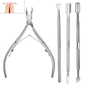 Coupe-cuticules incurvé en acier inoxydable de haute qualité avec pousse-cuticules et coupe-ongles pour les ongles des mains et des pieds - Product Image 1