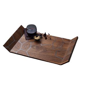 Plateau de service en bois d'acacia au design plat, accessoires de cuisine en bois, plateau décoratif pour aliments, plateaux de service en bois naturel pour mariage - Product Image 1