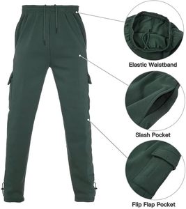 Ensemble de survêtement pour homme vert foncé à capuche, fermeture éclair intégrale, couleur unie, décontracté, athlétique, 100 % coton respirant, épais, hiver - Product Image 4