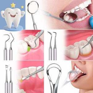 Professional 5-in-1 Dental <b>Tools</b> Kit | Stainless Steel <b>Teeth</b> <b>Cleaning</b> Oral Care Hygiene Set with Tongue Cleaner & Storage Case - Product Image 2