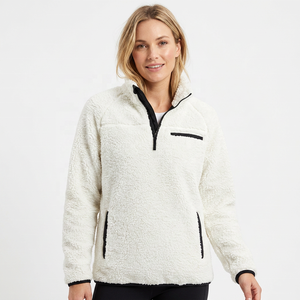 <b>Men's</b> White Fleece <b>Half</b> <b>Zip</b> Pullover Sweatshirt Regular Fit Solid Color Stand Collar Breathable Winter Casual <b>Jacket</b> - Product Image 3