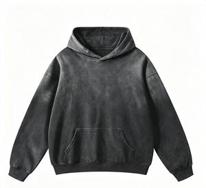 เสื้อฮู้ดโอเวอร์ไซส์ผู้ชาย สีพื้น ผ้าฟลีซ สวมใส่สบายๆ สำหรับฤดูใบไม้ร่วง ทรงปกติ มีกระเป๋า ดีไซน์ผ้าถัก ผ้าฝ้าย - Product Image 3