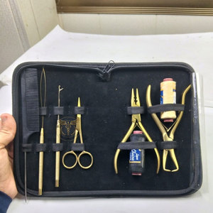 18PCS Black Hair Extension Tool Kit with Pliers, Loop <b>Needle</b>, Pulling Hook & Storage <b>Case</b> - Product Image 4