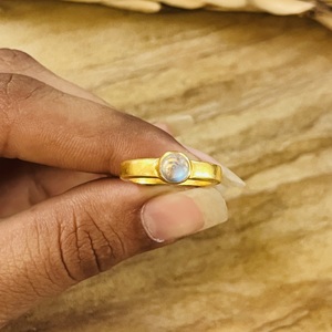 New Arrival Boho Moonstone <b>Ring</b> Minimalist Brass <b>Rings</b> For Women 18k Gold Plated <b>Dainty</b> Solitaire <b>Ring</b> For Wholesale/OEM/ODM - Product Image 4