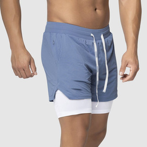 Pantalones Cortos Deportivos para Hombre, Color Gris Sólido, Ecológicos, Impermeables, de Secado Rápido, Cintura Alta, con Cordón Ajustable y Bolsillos - Product Image 3