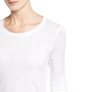 Custom <b>Women's</b> <b>White</b> Long Sleeve <b>T</b>-<b>Shirt</b> Crew Neck Solid Cotton Tee Loose Fit Summer Top - Product Image 2