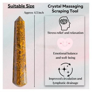 Varita de cristal Maryam Jasper, Ágata facetada Natural, Material de piedras preciosas talladas para Energía, curación, Spa y relajación en estilo Feng Shui - Product Image 3