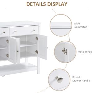 "Modern White <b>Sideboard</b> with Metal Hinges & Round Handles for Dining Room Storage" - Product Image 6