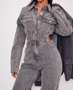 Combinaison en jean ample pour femme, tenue décontractée une pièce, ensemble de combinaisons en jean élégant, vente en gros, fabrication OEM - Product Image 6