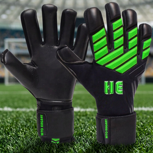Gants de gardien de but avec super adhérence et protection des doigts, en latex allemand, personnalisables pour les professionnels, couleur vert et noir - Product Image 4