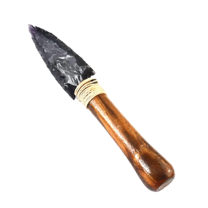 Cuchillo de cristal de amatista con mango de cristal, hoja tallada a mano con punta de flecha, decoración espiritual, decoración para brujas, venta al por mayor - Product Image 1