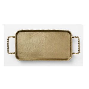 Plateau de service rectangulaire en aluminium de haute qualité avec poignées, plateau décoratif moderne en métal argenté pour la maison, l'hôtel et le restaurant - Product Image 2