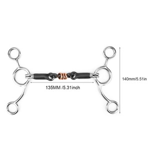 Mors de dressage équestre à joues larges en acier inoxydable avec embout en acier noir - Product Image 5