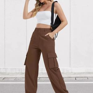 Pantalon large marron chocolat avec poche pour téléphone, style streetwear, vente en gros, sur mesure, pour femmes, commandes OEM en gros - Product Image 5